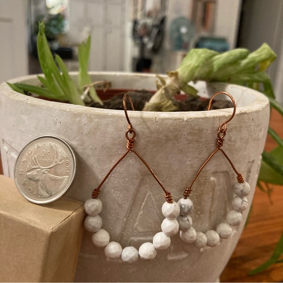 Handmade From Recycled Copper. With Howlite Beads. - Picture 2 of 3